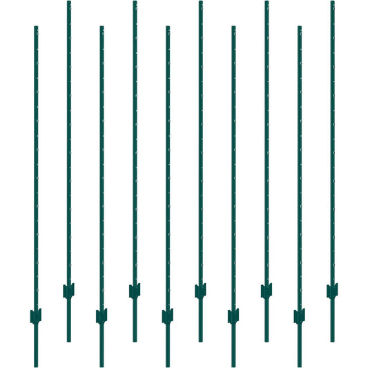 6 Feet Fence Post, 10 Pack U-Channel Heavy Duty Metal Fence Posts, Sturdy Steel Fence Stakes for Garden Yard, V952-WLLZJSK6YC10EWSGIV0