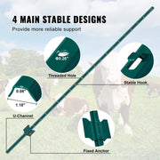 6 Feet Fence Post, 10 Pack U-Channel Heavy Duty Metal Fence Posts, Sturdy Steel Fence Stakes for Garden Yard, V952-WLLZJSK6YC10EWSGIV0