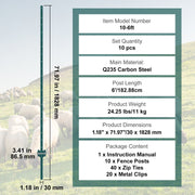6 Feet Fence Post, 10 Pack U-Channel Heavy Duty Metal Fence Posts, Sturdy Steel Fence Stakes for Garden Yard, V952-WLLZJSK6YC10EWSGIV0