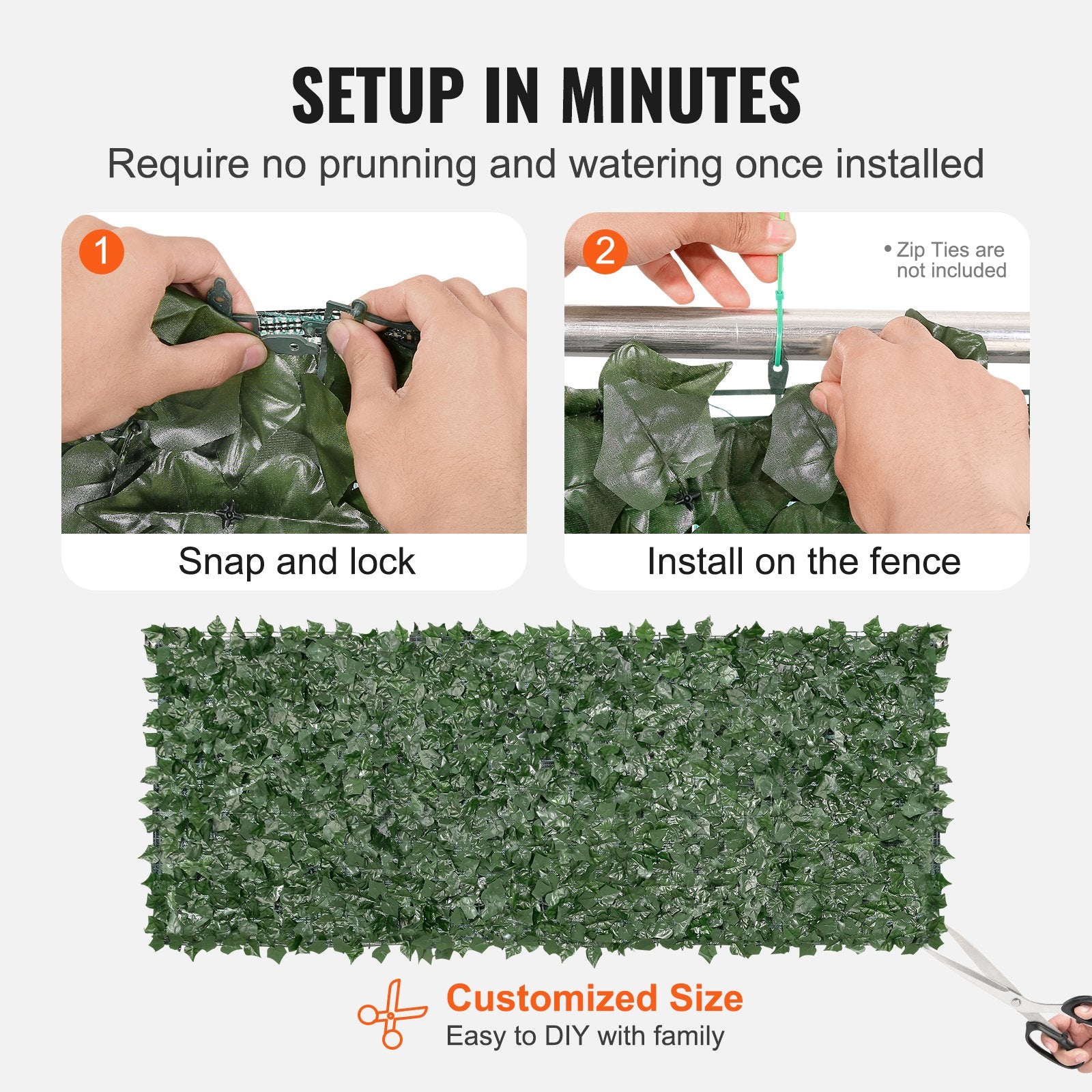 Ivy Privacy Fence, 990 x 2490 mm Artificial Green Wall Screen, Greenery Ivy Fence with Mesh Cloth Backing and V952-WLSRZZWQ1J391EPVKV0