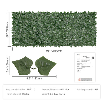 Ivy Privacy Fence, 990 x 2490 mm Artificial Green Wall Screen, Greenery Ivy Fence with Mesh Cloth Backing and V952-WLSRZZWQ1J391EPVKV0