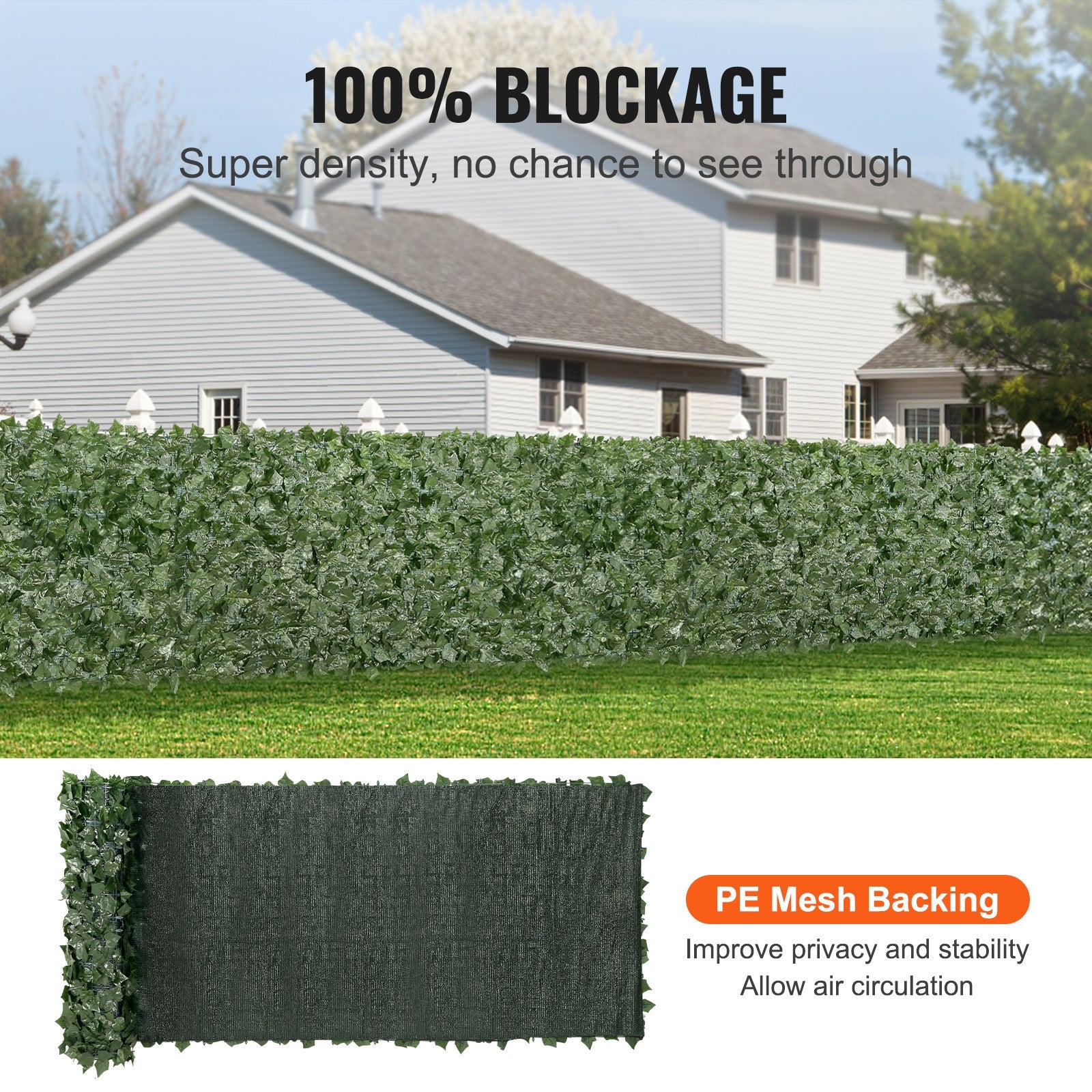 Ivy Privacy Fence, 39 x 158in Artificial Green Wall Screen, Greenery Ivy Fence with Mesh Cloth Backing and V952-WLSRZZWQ1J39NK3IBV0