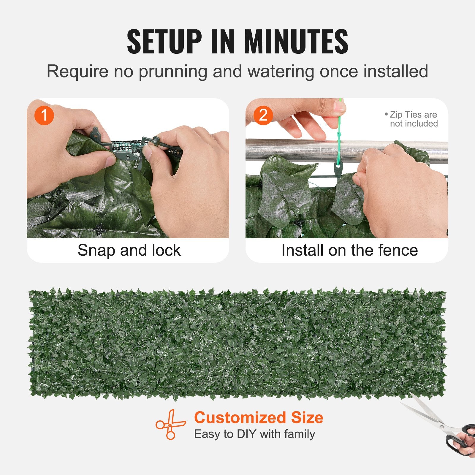 Ivy Privacy Fence, 39 x 158in Artificial Green Wall Screen, Greenery Ivy Fence with Mesh Cloth Backing and V952-WLSRZZWQ1J39NK3IBV0