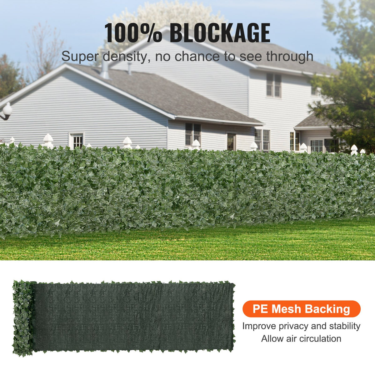 Ivy Privacy Fence, 39 x 198in Artificial Green Wall Screen, Greenery Ivy Fence with Mesh Cloth Backing and V952-WLSRZZWQ1J39XYXUPV0