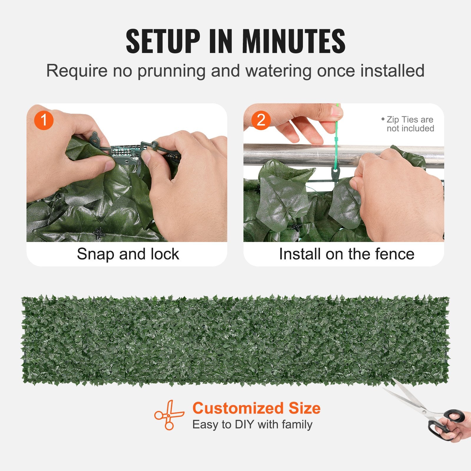 Ivy Privacy Fence, 39 x 198in Artificial Green Wall Screen, Greenery Ivy Fence with Mesh Cloth Backing and V952-WLSRZZWQ1J39XYXUPV0
