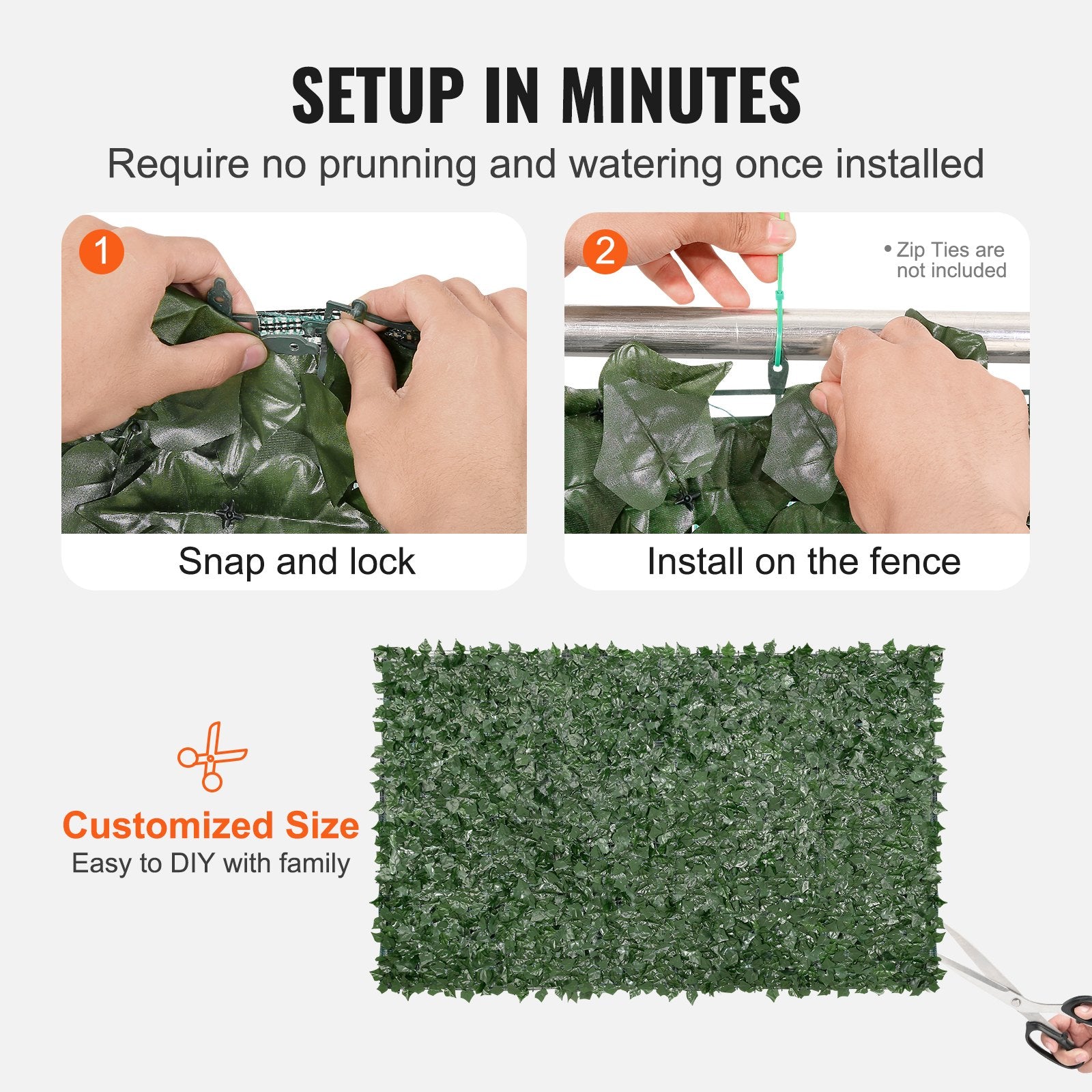 Ivy Privacy Fence, 59 x 98 in Artificial Green Wall Screen, Greenery Ivy Fence with Mesh Cloth Backing and V952-WLSRZZWQ1J59BZSPWV0