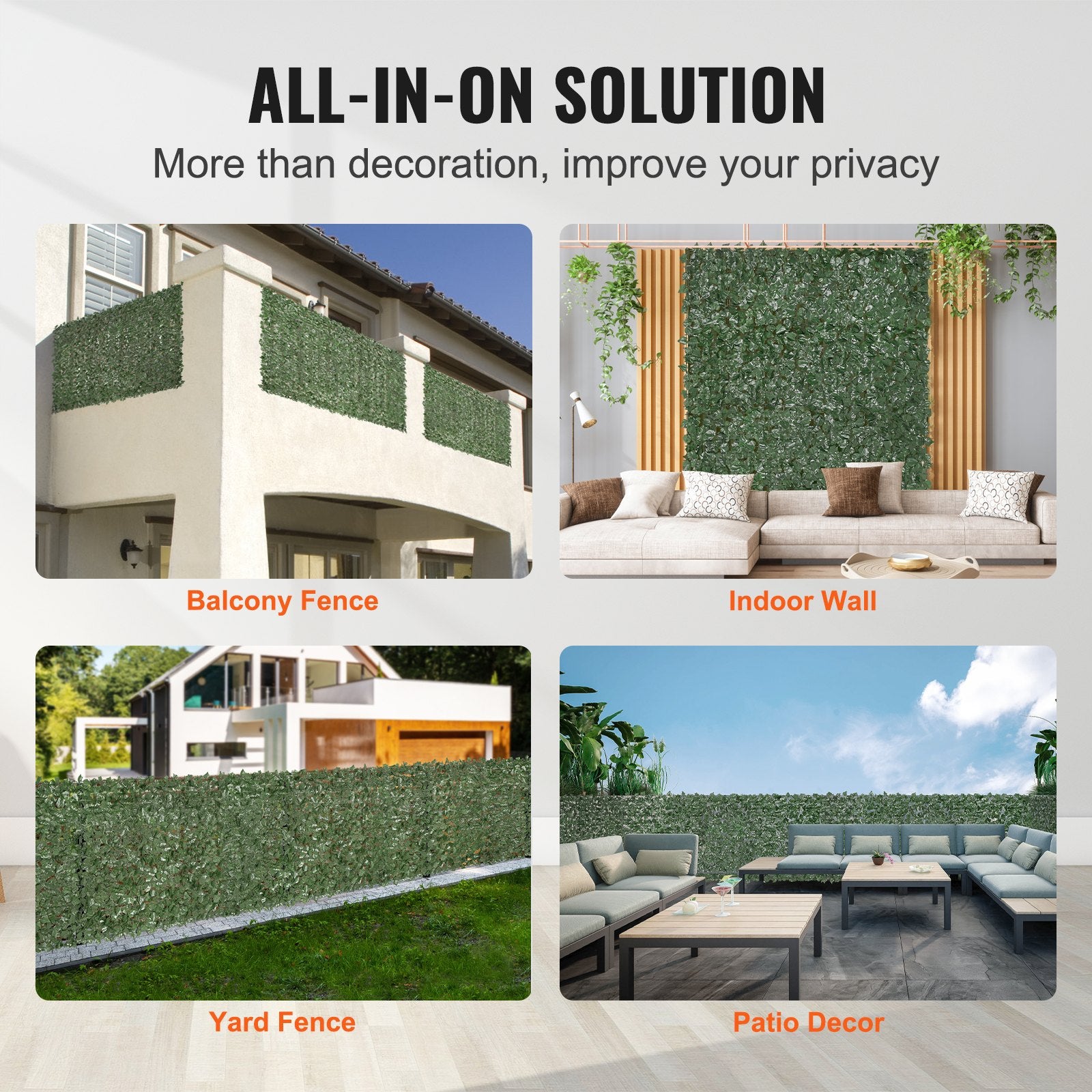 Ivy Privacy Fence, 1500 x 2490 mm Artificial Green Wall Screen, Greenery Ivy Fence with Strengthened Joint, V952-WLSRZZWQ1J59OTT0SV0