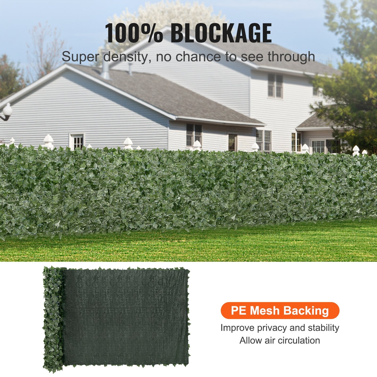 Ivy Privacy Fence, 59 x 158in Artificial Green Wall Screen, Greenery Ivy Fence w/ Mesh Cloth Backing and V952-WLSRZZWQ1J59PISG2V0