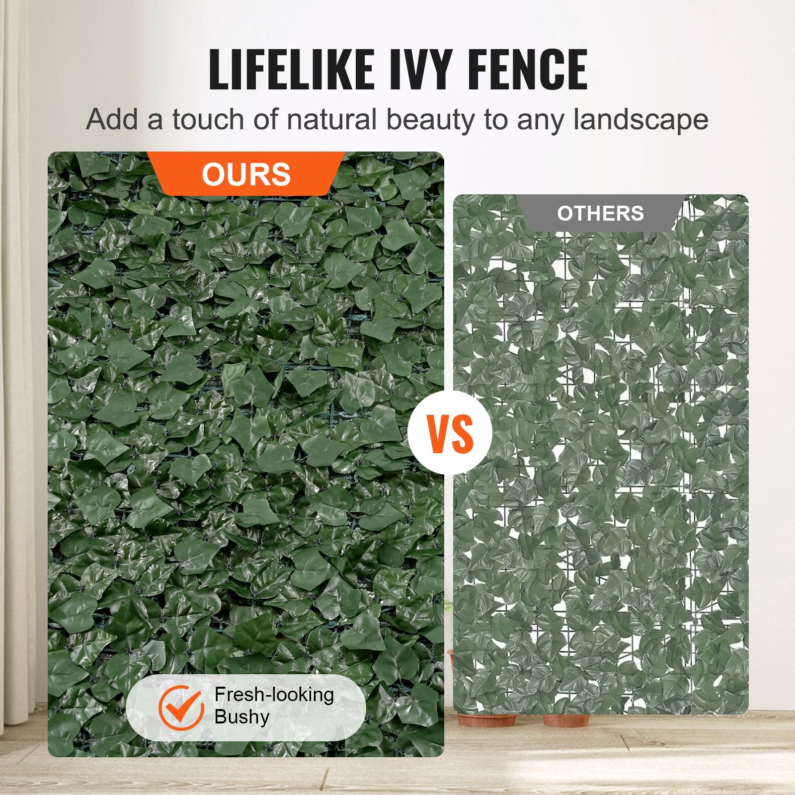 Ivy Privacy Fence, 59 x 158in Artificial Green Wall Screen, Greenery Ivy Fence w/ Mesh Cloth Backing and V952-WLSRZZWQ1J59PISG2V0