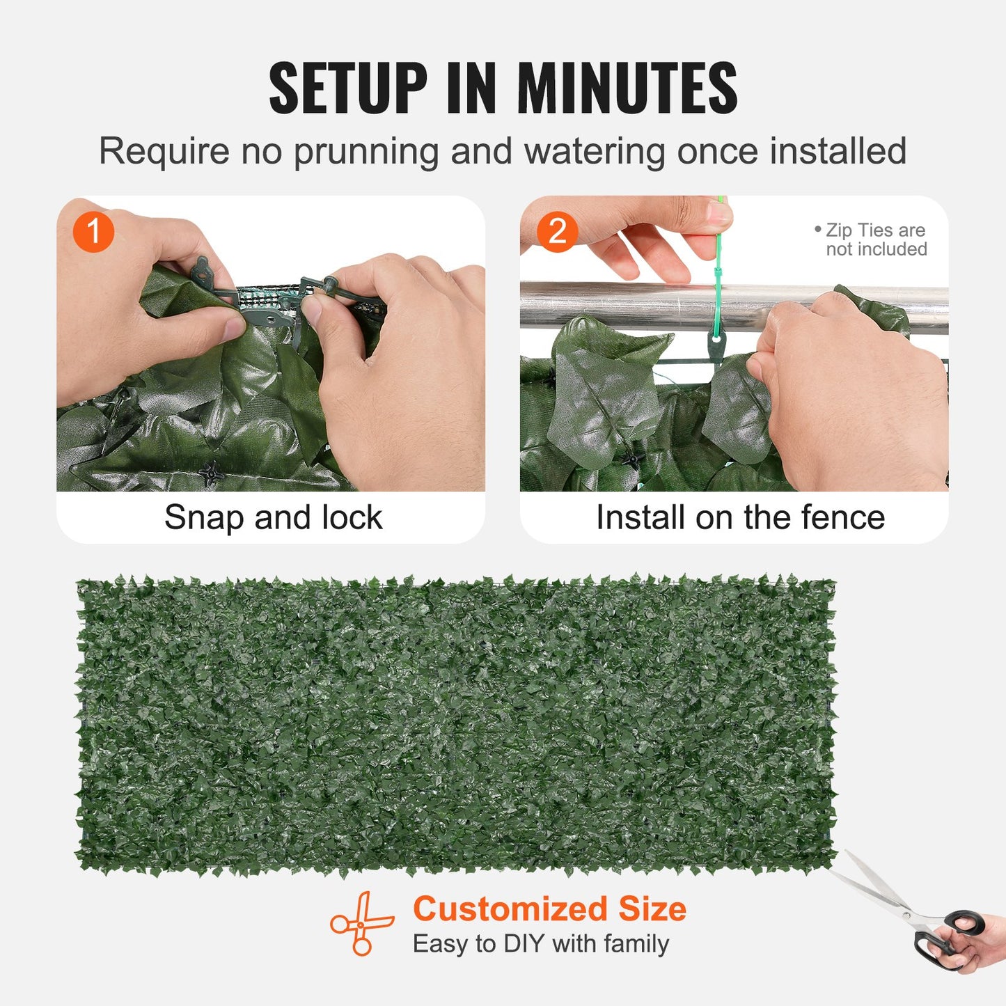 Ivy Privacy Fence, 59 x 158in Artificial Green Wall Screen, Greenery Ivy Fence w/ Mesh Cloth Backing and V952-WLSRZZWQ1J59PISG2V0