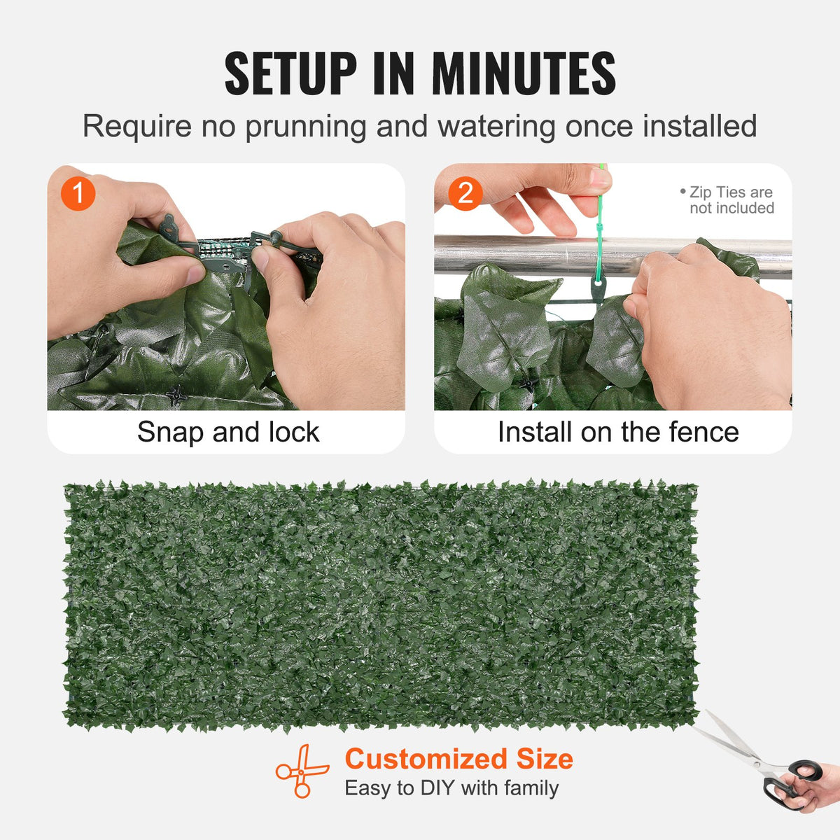 Ivy Privacy Fence, 59 x 158in Artificial Green Wall Screen, Greenery Ivy Fence w/ Mesh Cloth Backing and V952-WLSRZZWQ1J59PISG2V0