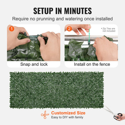 Ivy Privacy Fence, 59 x 158in Artificial Green Wall Screen, Greenery Ivy Fence w/ Mesh Cloth Backing and V952-WLSRZZWQ1J59PISG2V0