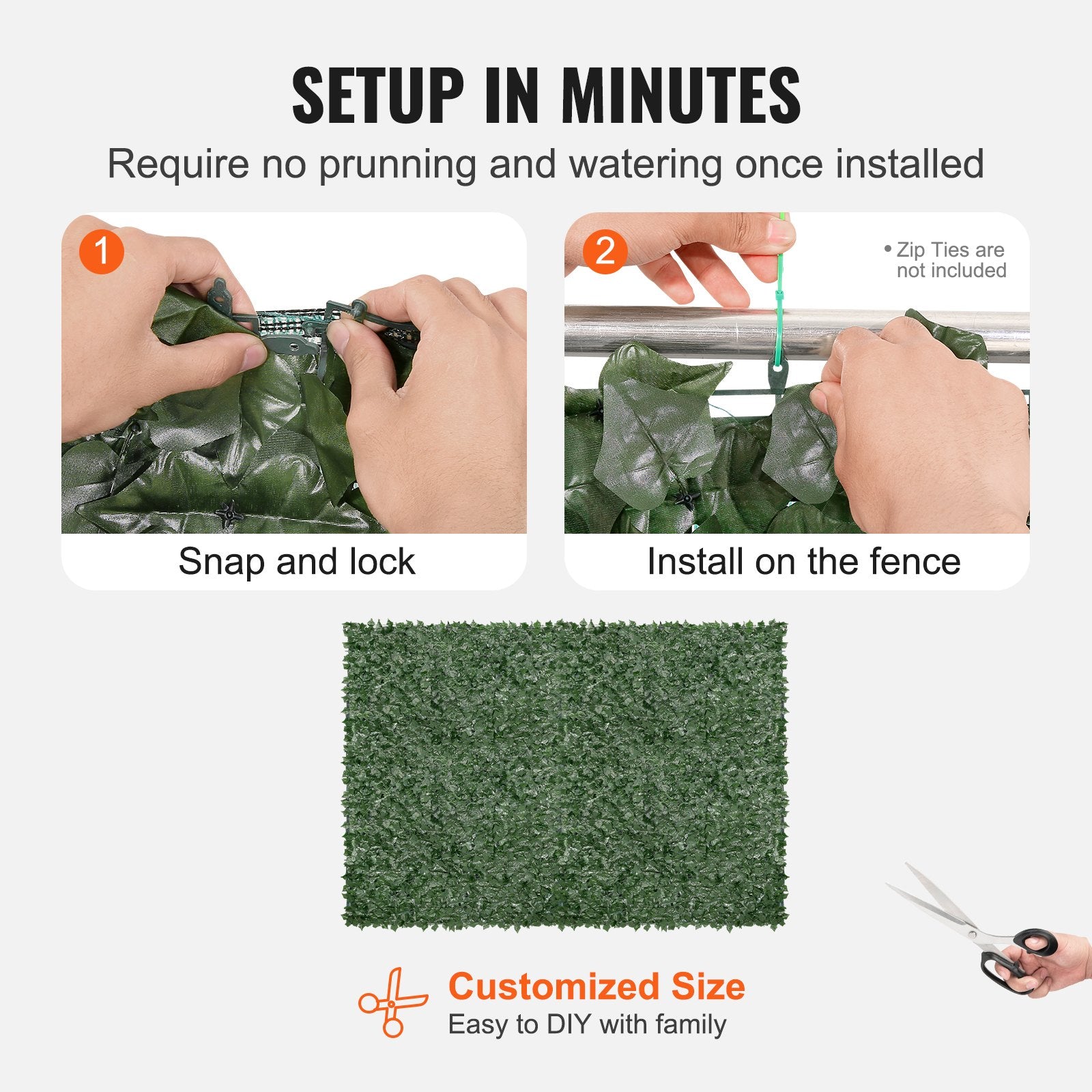 Ivy Privacy Fence, 1830 x 2440 mm Artificial Green Wall Screen, Greenery Ivy Fence with Mesh Cloth Backing V952-WLSRZZWQ1J965BH6XV0