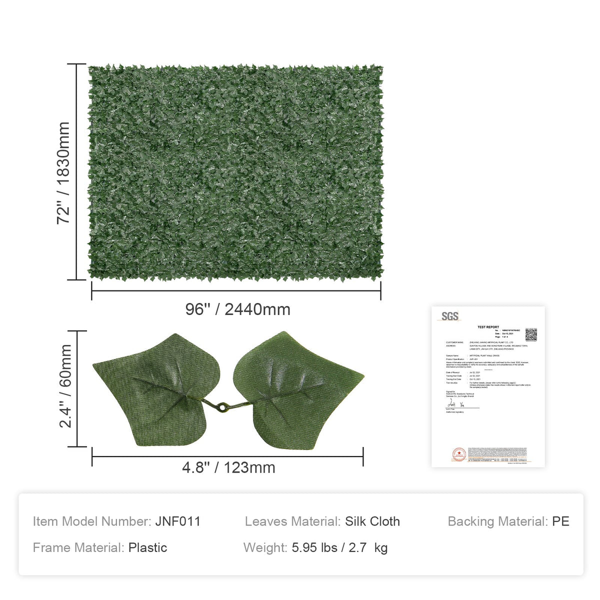 Ivy Privacy Fence, 1830 x 2440 mm Artificial Green Wall Screen, Greenery Ivy Fence with Mesh Cloth Backing V952-WLSRZZWQ1J965BH6XV0