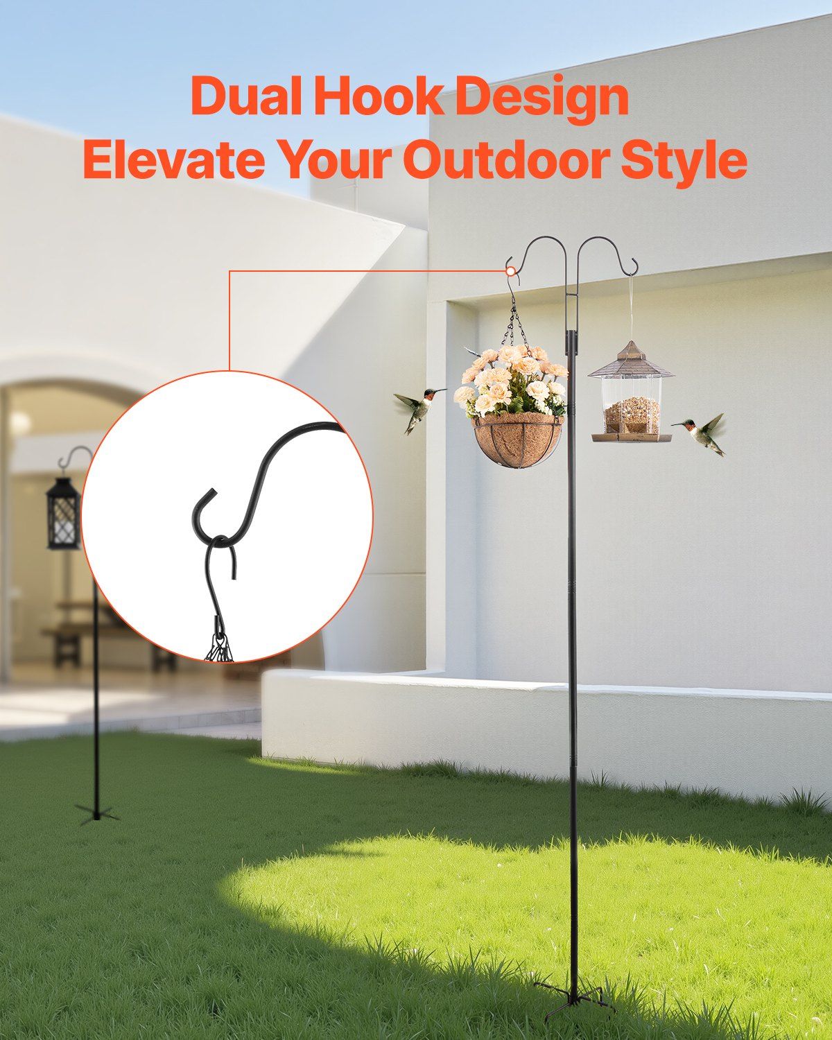 Double Shepherds Hooks for Outdoor, 8 Pack 2730 mm Heavy Duty Bird Feeder Pole, 19 mm Thick Garden Hooks for V952-WNGJSMYRGG10OUELN001V0