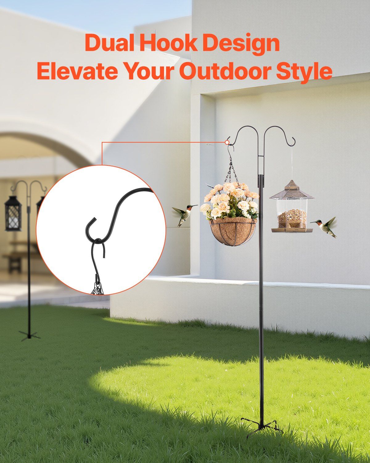 Double Shepherds Hooks for Outdoor, 8 Pack 1560 mm Heavy Duty Bird Feeder Pole, 19 mm Thick Garden Hooks for V952-WNGJSMYRGG60BN2LV001V0