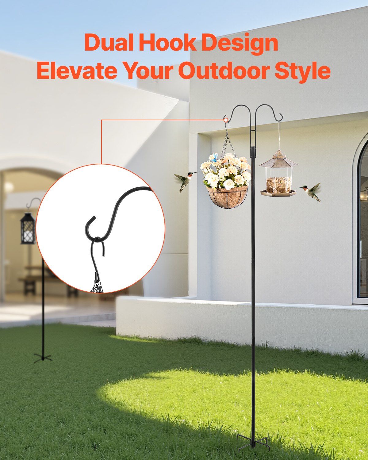 Double Shepherds Hooks for Outdoor, 8 Pack 1950 mm Heavy Duty Bird Feeder Pole, 19 mm Thick Garden Hooks for V952-WNGJSMYRGG76D79CC001V0