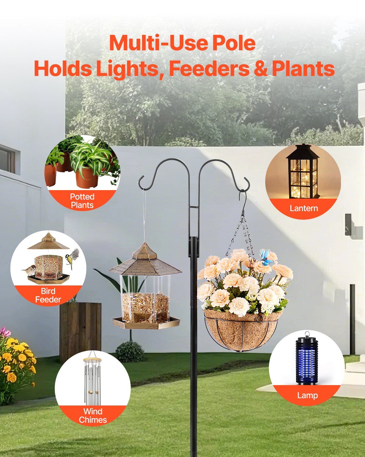 Double Shepherds Hooks for Outdoor, 8 Pack 1950 mm Heavy Duty Bird Feeder Pole, 19 mm Thick Garden Hooks for V952-WNGJSMYRGG76D79CC001V0