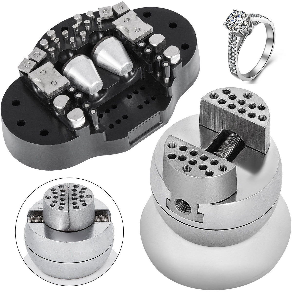 Ball Vise, 3" Engraving Setting Tool, 360 degrees Rotation Engraving Block Vise, 30 PCS Attachment Jewelry V952-WNXZSZGRS3YC00001V0