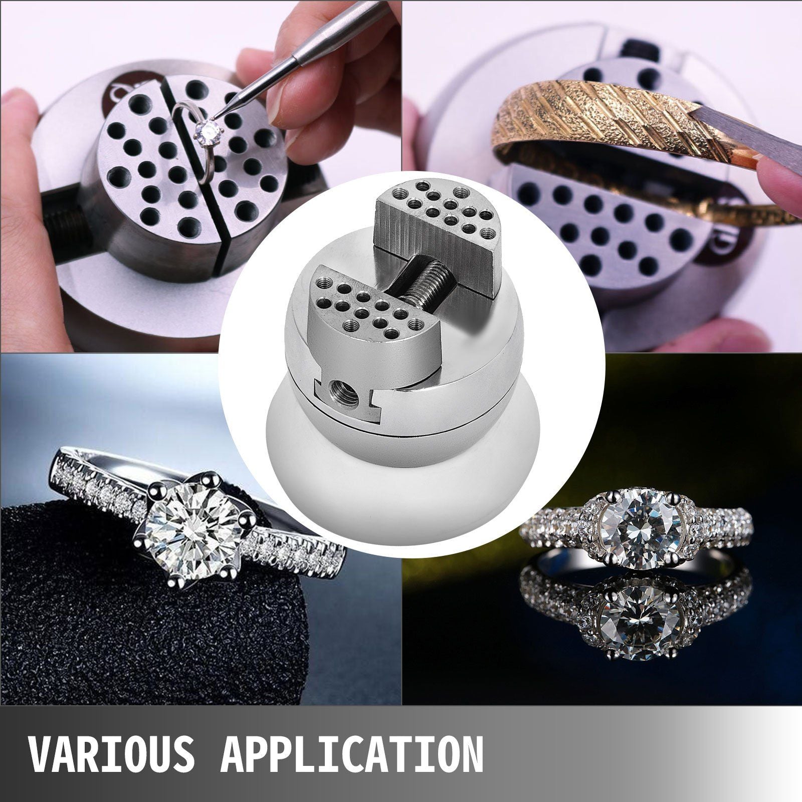 Ball Vise, 3" Engraving Setting Tool, 360 degrees Rotation Engraving Block Vise, 30 PCS Attachment Jewelry V952-WNXZSZGRS3YC00001V0