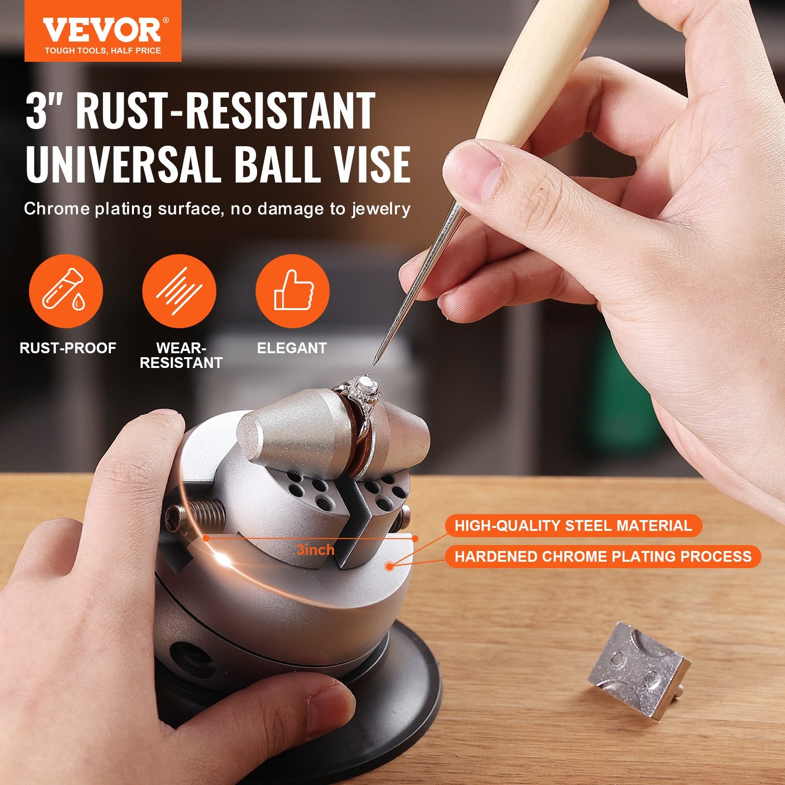 Ball Vise, 3" Engraving Setting Tool, 360 degrees Rotation Engraving Block Vise, 70 PCS Attachment Jewelry V952-WNXZSZYHDGHJVF0K9V0