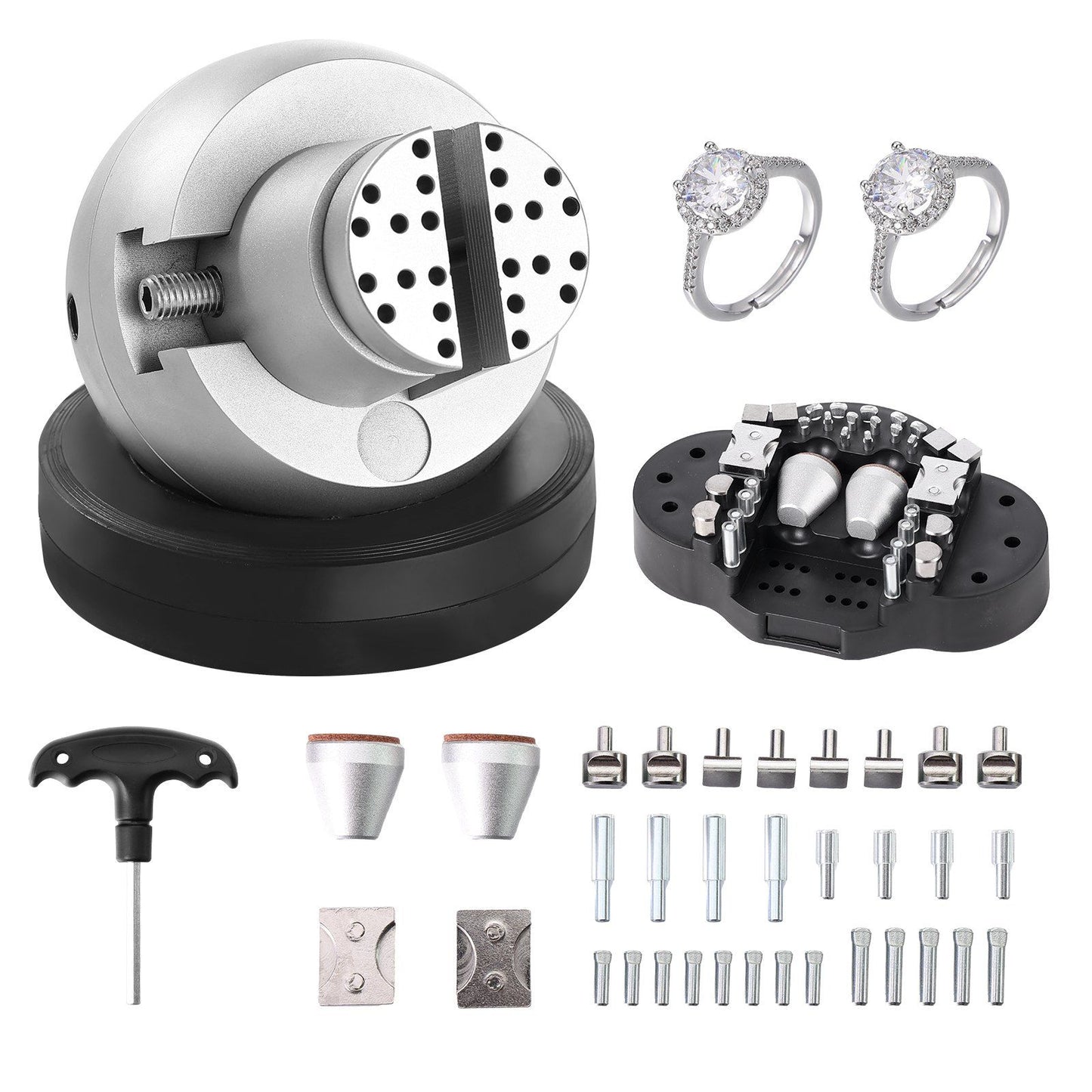 Ball Vise, 5" Engraving Setting Tool, 360 degrees Rotation Engraving Block Vise, 35 PCS Attachment Jewelry V952-WNXZSZYHDGW337TS8V0