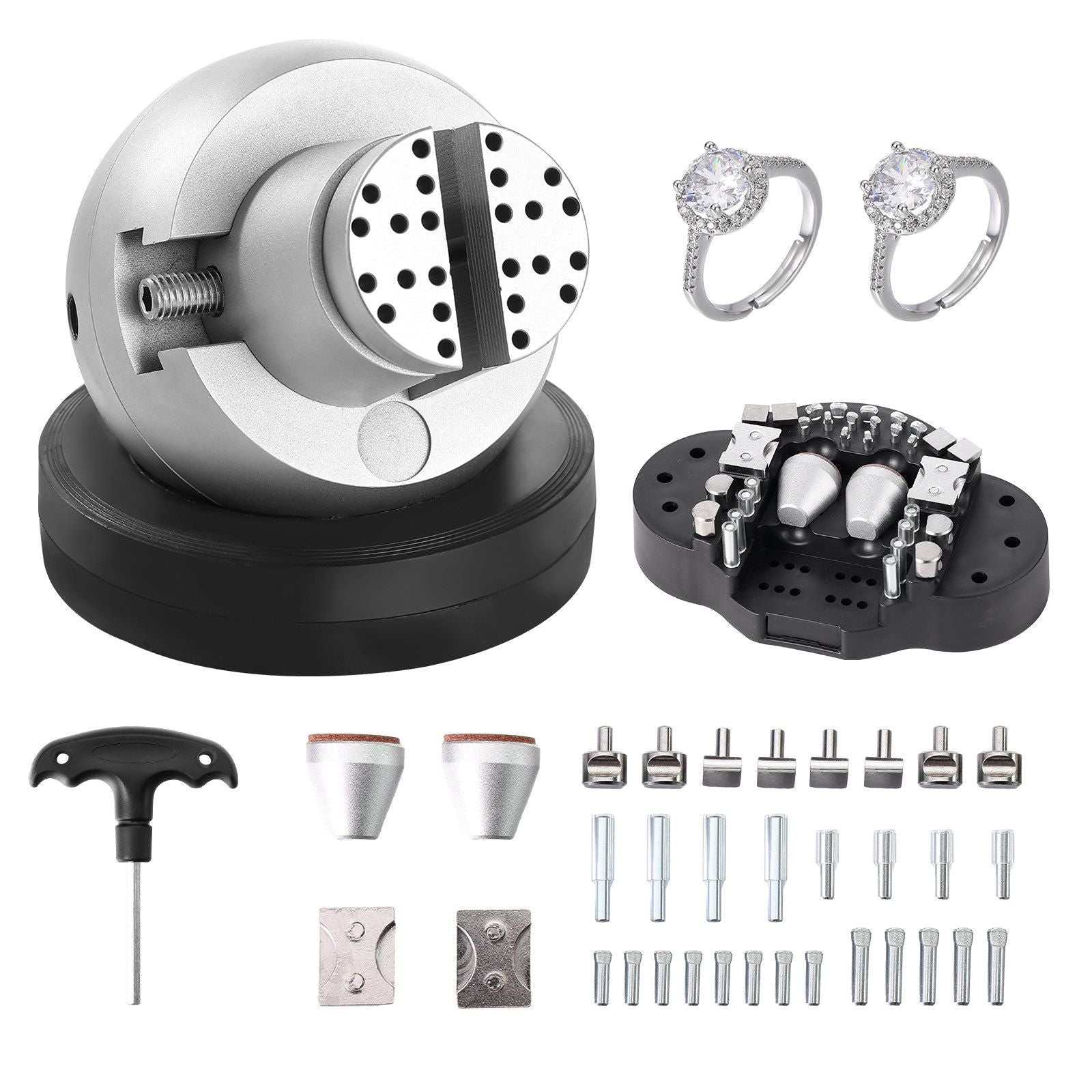 Ball Vise, 5" Engraving Setting Tool, 360 degrees Rotation Engraving Block Vise, 35 PCS Attachment Jewelry V952-WNXZSZYHDGW337TS8V0
