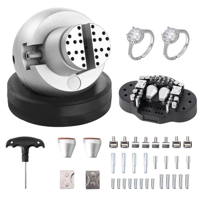 Ball Vise, 5" Engraving Setting Tool, 360 degrees Rotation Engraving Block Vise, 35 PCS Attachment Jewelry V952-WNXZSZYHDGW337TS8V0