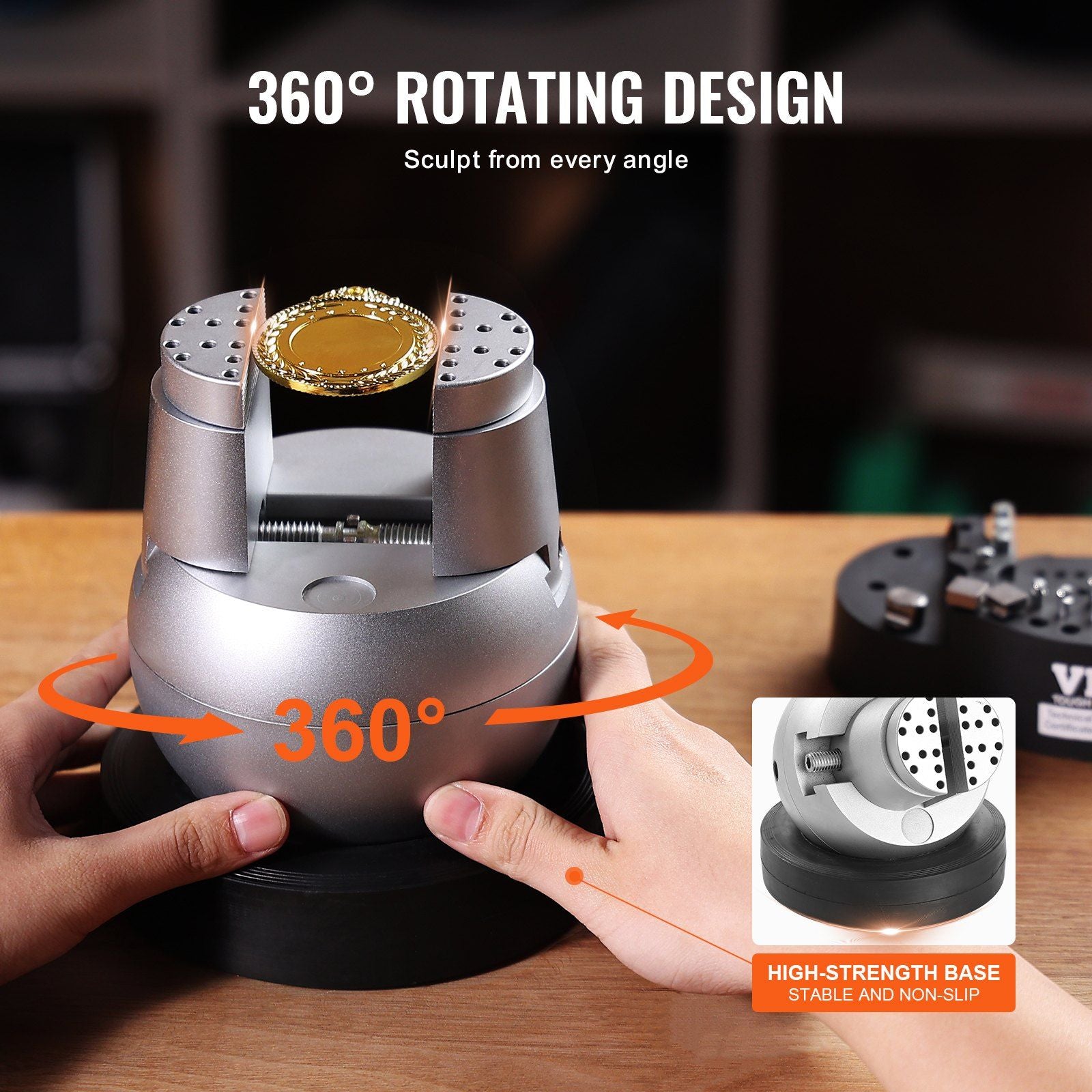 Ball Vise, 5" Engraving Setting Tool, 360 degrees Rotation Engraving Block Vise, 35 PCS Attachment Jewelry V952-WNXZSZYHDGW337TS8V0