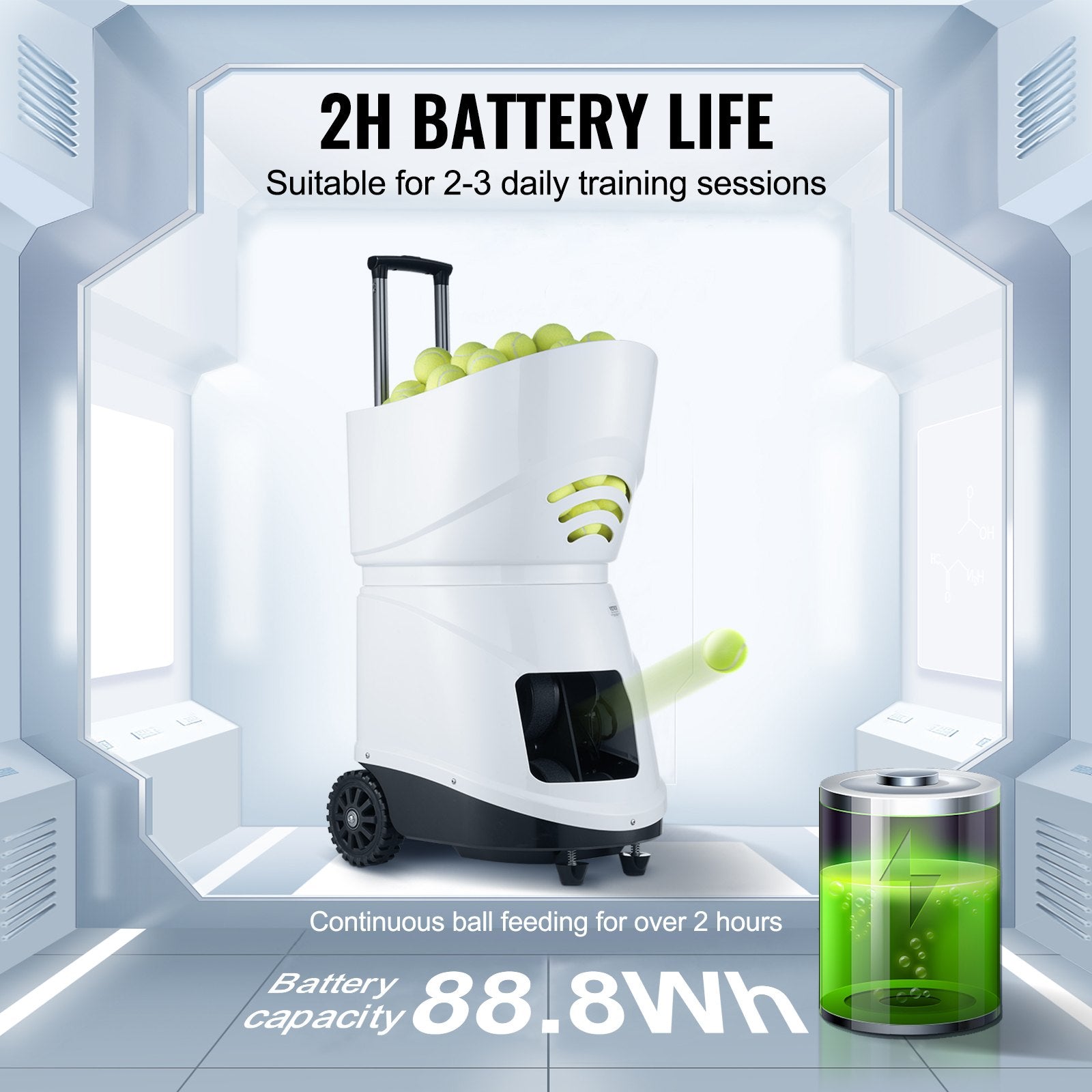 Tennis Ball Machine Automatic Portable Ball Launcher Training Practice V952-WQFQJYX06JCKSGF84V3