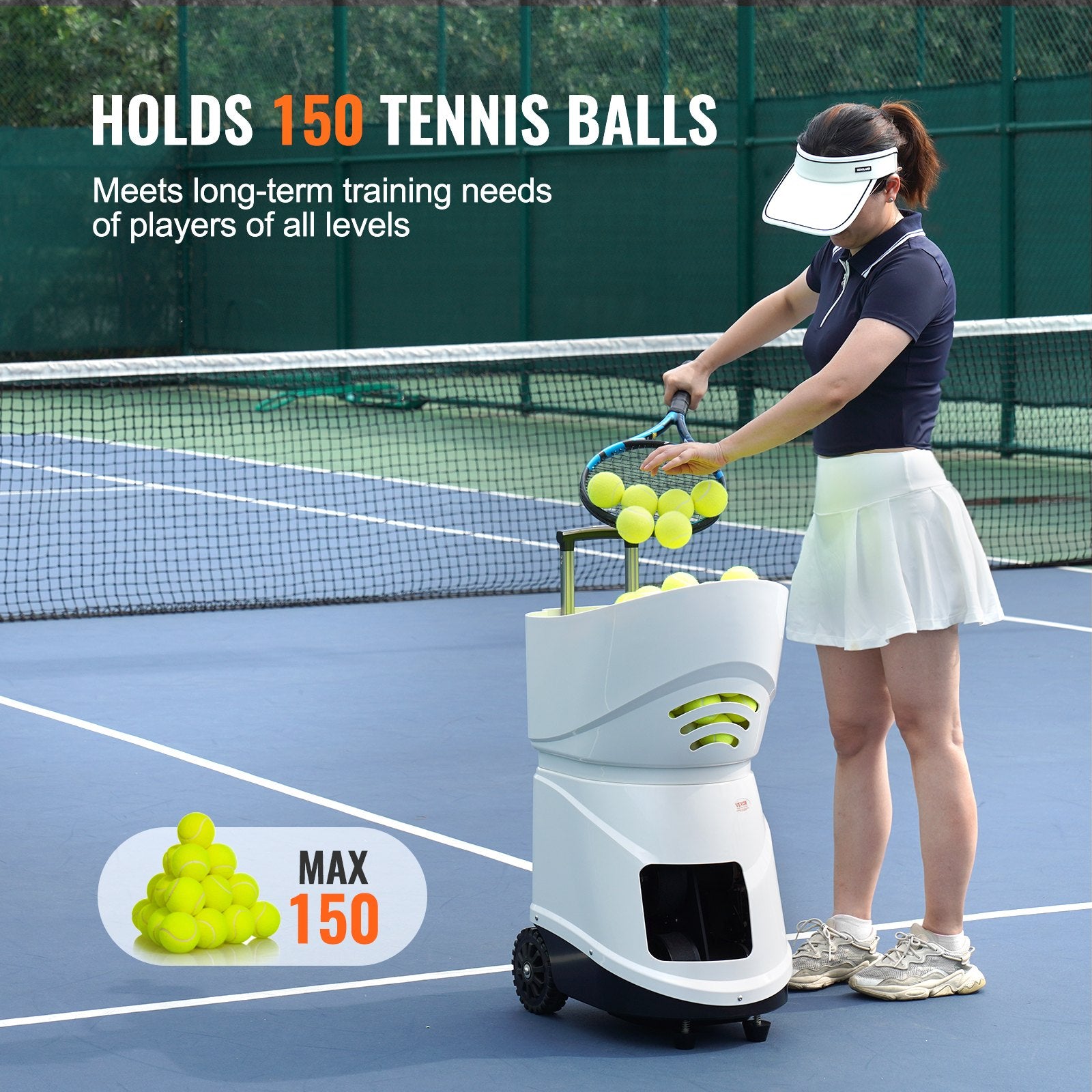 Tennis Ball Machine Automatic Portable Ball Launcher Training Practice V952-WQFQJYX06JCKSGF84V3