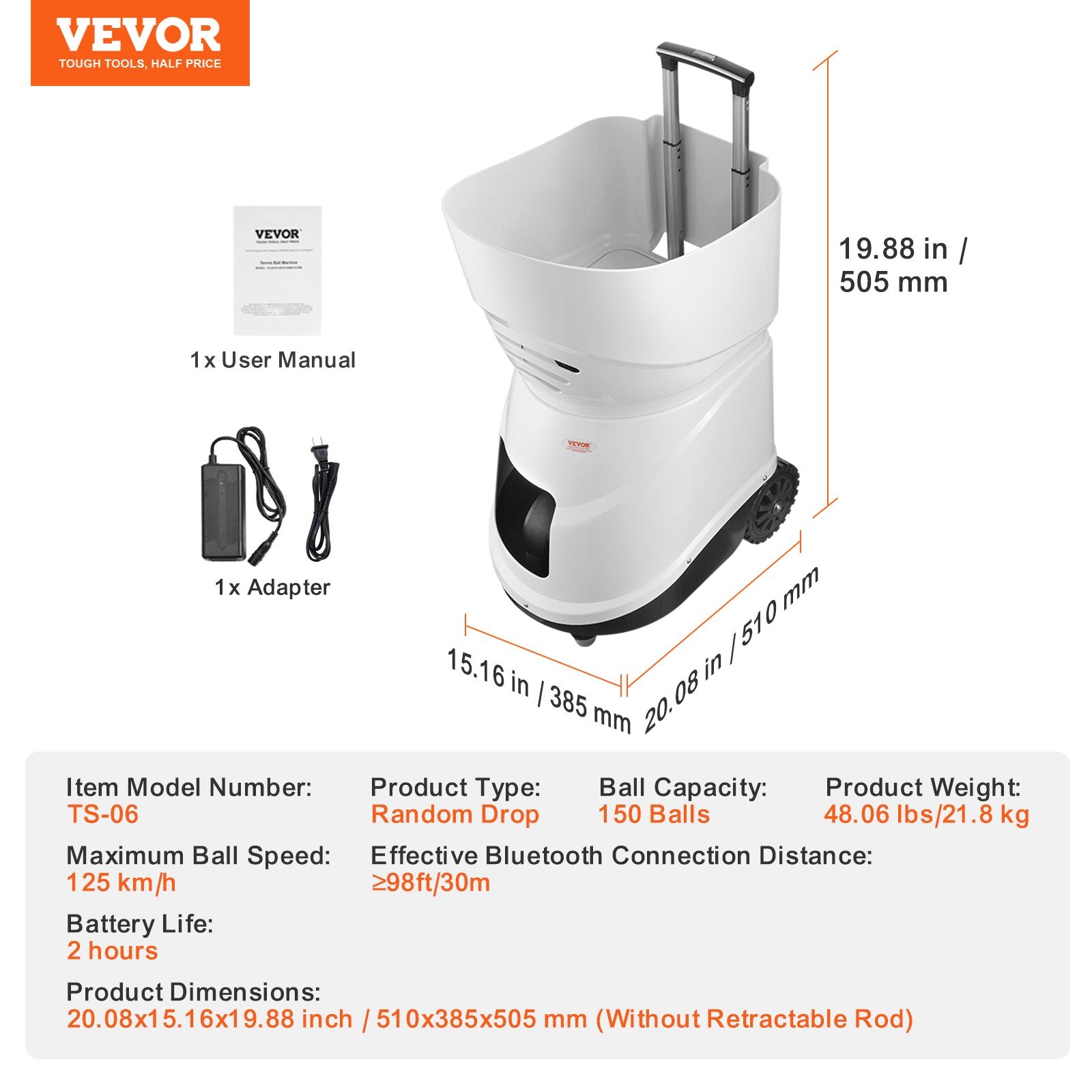 Tennis Ball Machine Automatic Portable Ball Launcher Training Practice V952-WQFQJYX06JCKSGF84V3