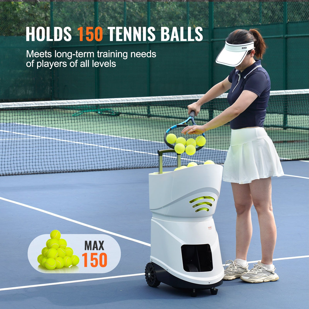 Tennis Ball Machine Automatic Portable Ball Launcher Training Practice V952-WQFQJYX08JJKK5U4SV3