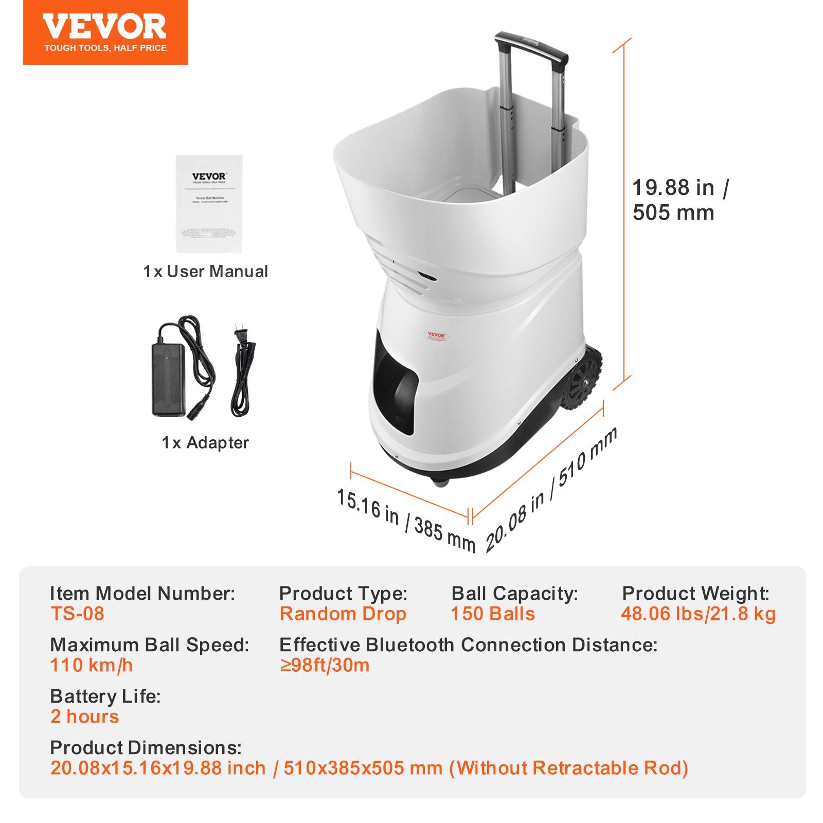 Tennis Ball Machine Automatic Portable Ball Launcher Training Practice V952-WQFQJYX08JJKK5U4SV3