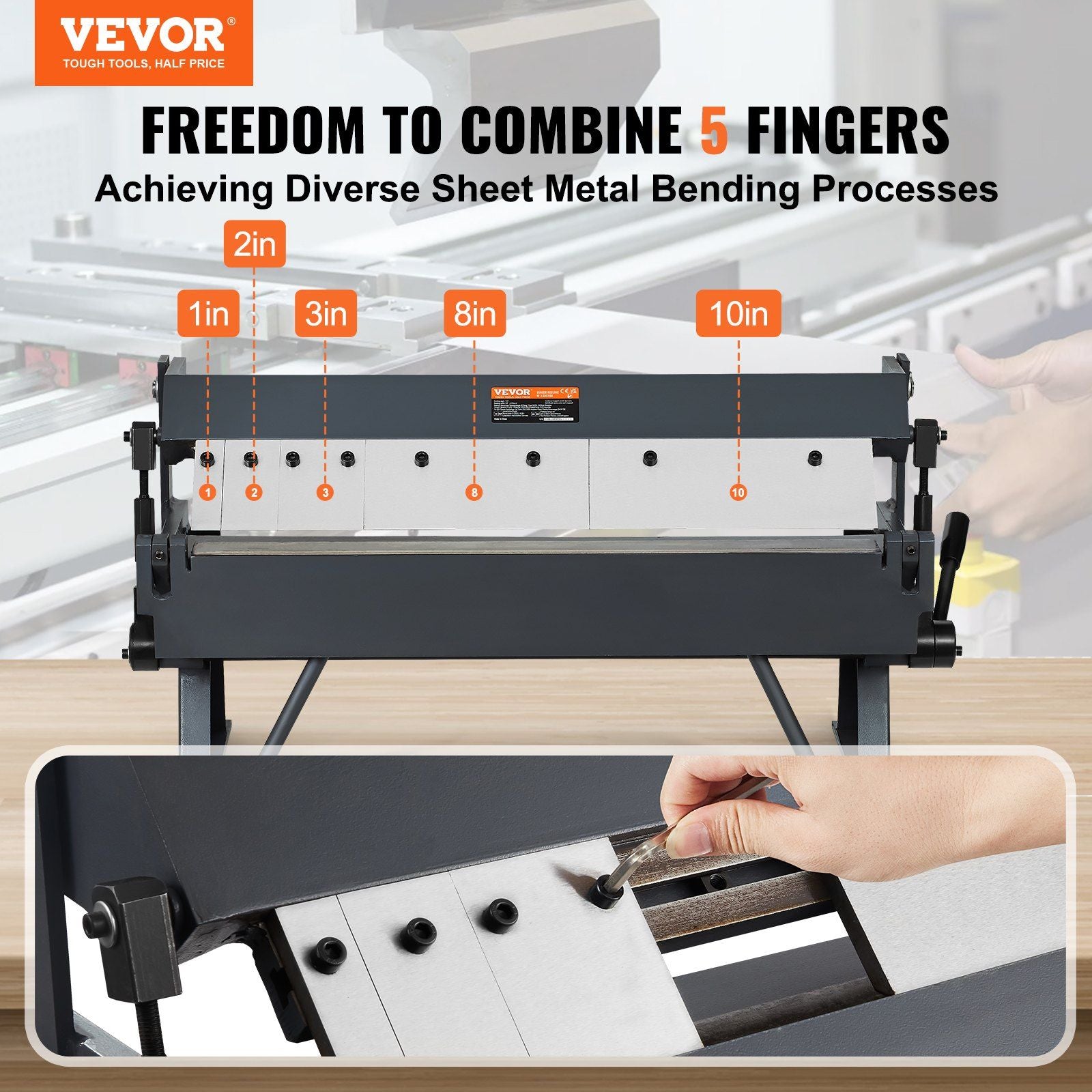Box and Pan Brake, 610 +/- 10 mm, 0-130 Degrees Sheet Metal Bending Brake, Portable Metal Bender with 20 V952-WQZDQ24YC20GZ75I8V0