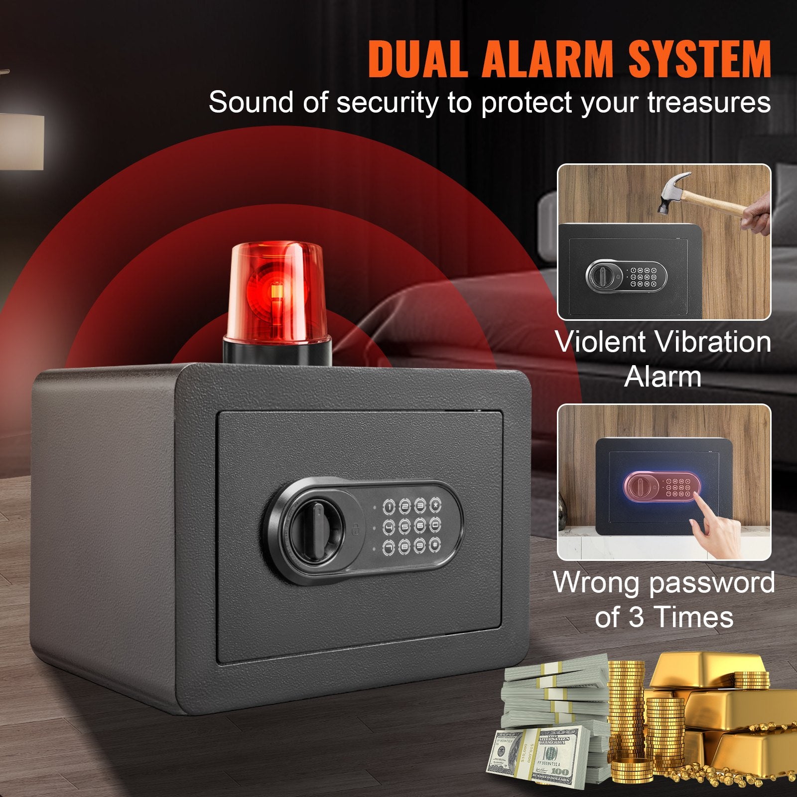 Safe, 0.5 Cubic Feet Home Safe, Steel Security Safe with Digital Keypad and 2 Keys, Wall-Mounted Cabinet Safe V952-WSBXJHSWSLF05IINNV0