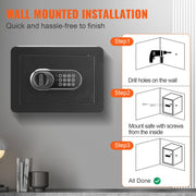 Safe, 0.5 Cubic Feet Home Safe, Steel Security Safe with Digital Keypad and 2 Keys, Wall-Mounted Cabinet Safe V952-WSBXJHSWSLF05IINNV0
