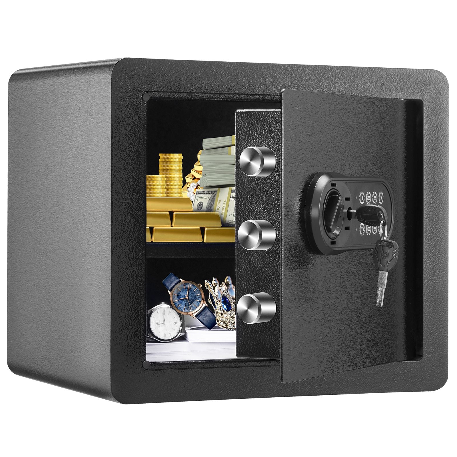 Safe 1.2 Cubic Feet Home Safe Steel for Cash Gold 15.8x11.8x13.8 inch V952-WSBXJHSWSLF12DSJDV0