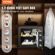 Safe 1.2 Cubic Feet Home Safe Steel for Cash Gold 15.8x11.8x13.8 inch V952-WSBXJHSWSLF12DSJDV0