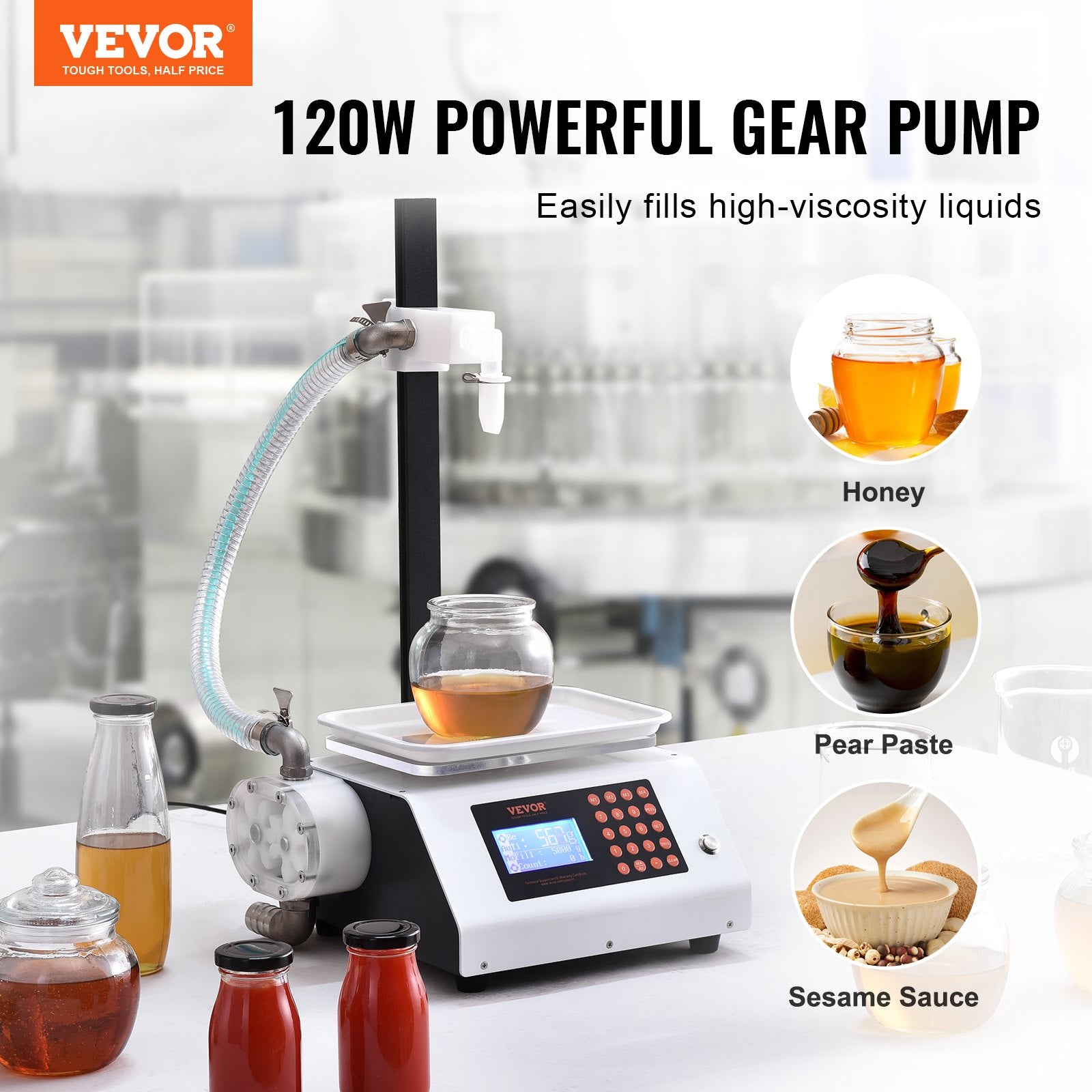Liquid Filling Machine, 50-5000 g Weighing Capacity, Automatic Bottle Filler Machine Bottling Machine Gear V952-WSDBGYGZJWXX420VCV3