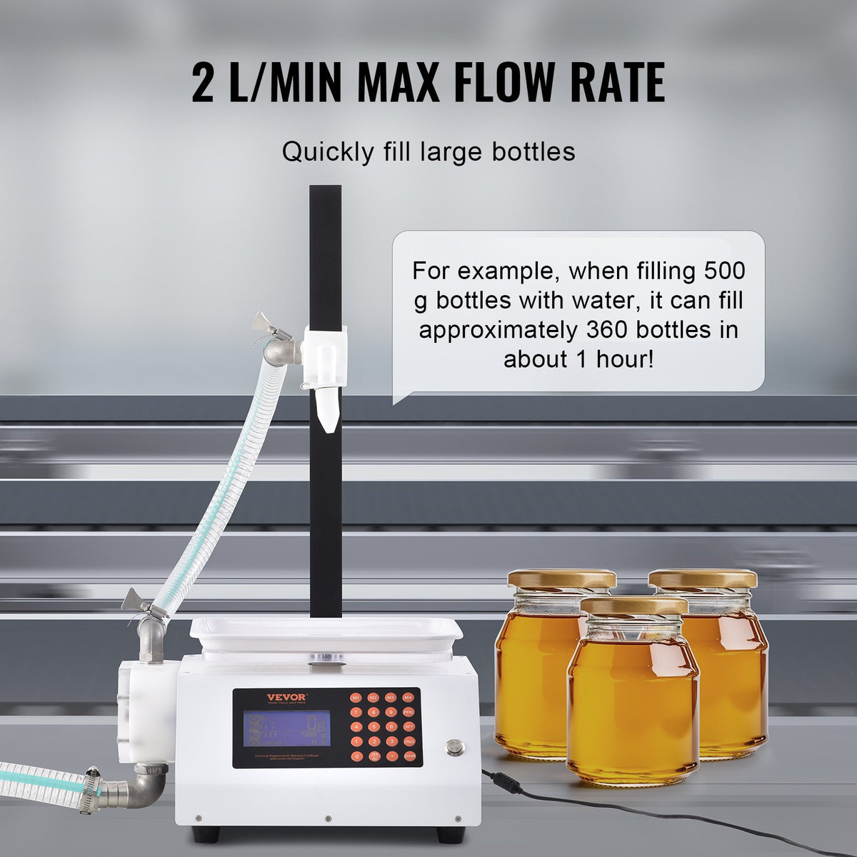 Liquid Filling Machine, 50-5000 g Weighing Capacity, Automatic Bottle Filler Machine Bottling Machine Gear V952-WSDBGYGZJWXX420VCV3