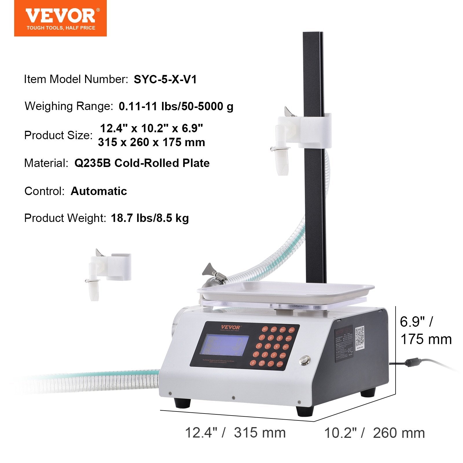 Liquid Filling Machine, 50-5000 g Weighing Capacity, Automatic Bottle Filler Machine Bottling Machine Gear V952-WSDBGYGZJWXX420VCV3