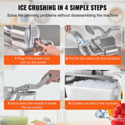 Commercial Ice Shaver Crusher, 661lbs Per Hour Electric Snow Cone Maker, 350W Shaved Ice Machine with Dual V952-WSDSLPBXG110VDAN2V3