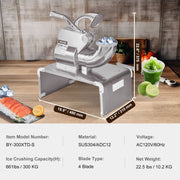 Commercial Ice Shaver Crusher, 661lbs Per Hour Electric Snow Cone Maker, 350W Shaved Ice Machine with Dual V952-WSDSLPBXG110VDAN2V3