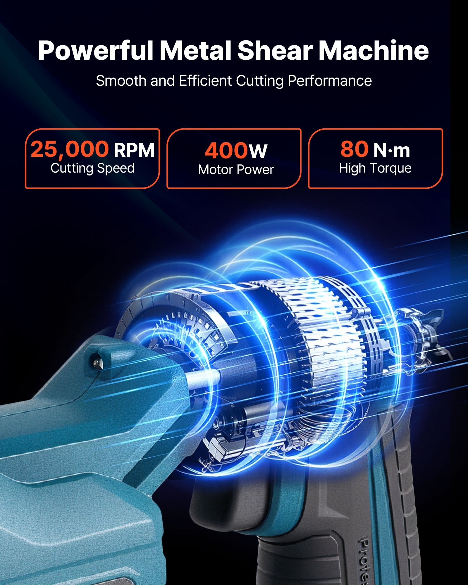 Metal Shear, Sheet Metal Cutter Cordless with 360-Degree Pivoting Head, Double Blades, 25000 RPM Speed, Cuts V952-WSJSJQJJSBDDOYCP9001V9