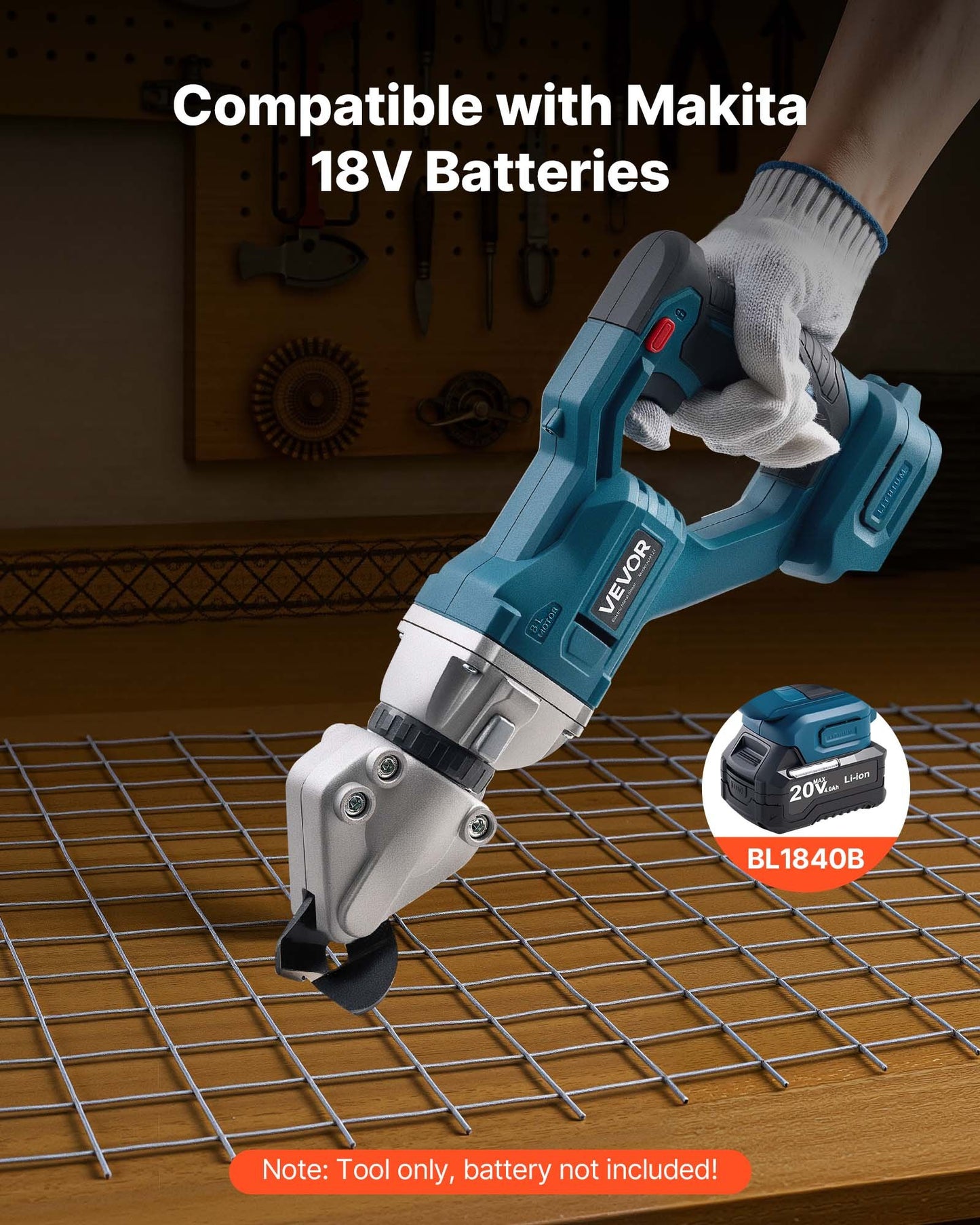 Metal Shear, Sheet Metal Cutter Cordless with 360-Degree Pivoting Head, Double Blades, 25000 RPM Speed, Cuts V952-WSJSJQJJSBDDOYCP9001V9