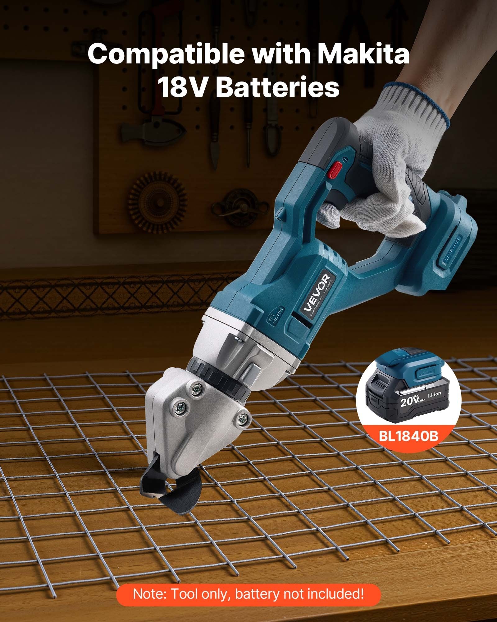 Metal Shear, Sheet Metal Cutter Cordless with 360-Degree Pivoting Head, Double Blades, 25000 RPM Speed, Cuts V952-WSJSJQJJSBDDOYCP9001V9
