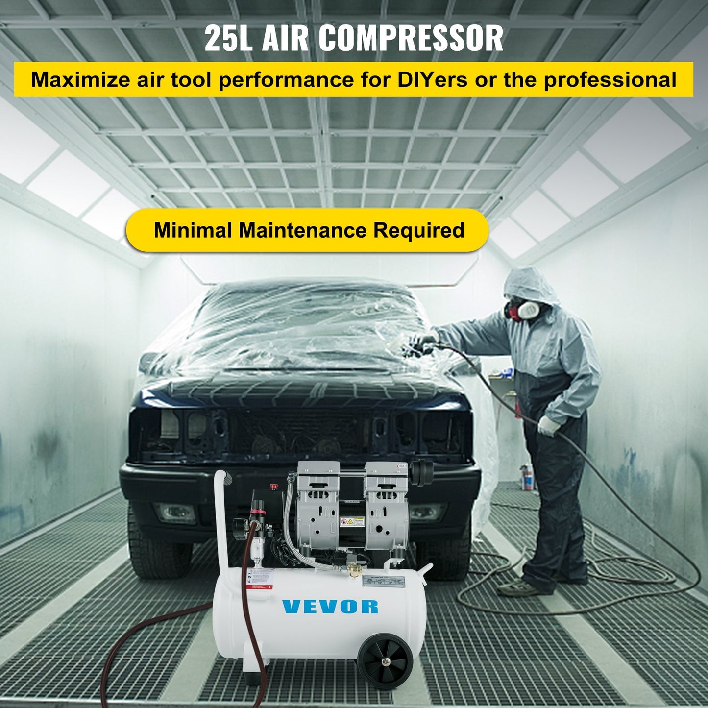 Air Compressor 6.6 Gallon, Portable Air Compressor 1 HP, Oil Free Air Compressor Steel Tank 750W, Pancake Air V952-WSKYJ750-25L00001V3