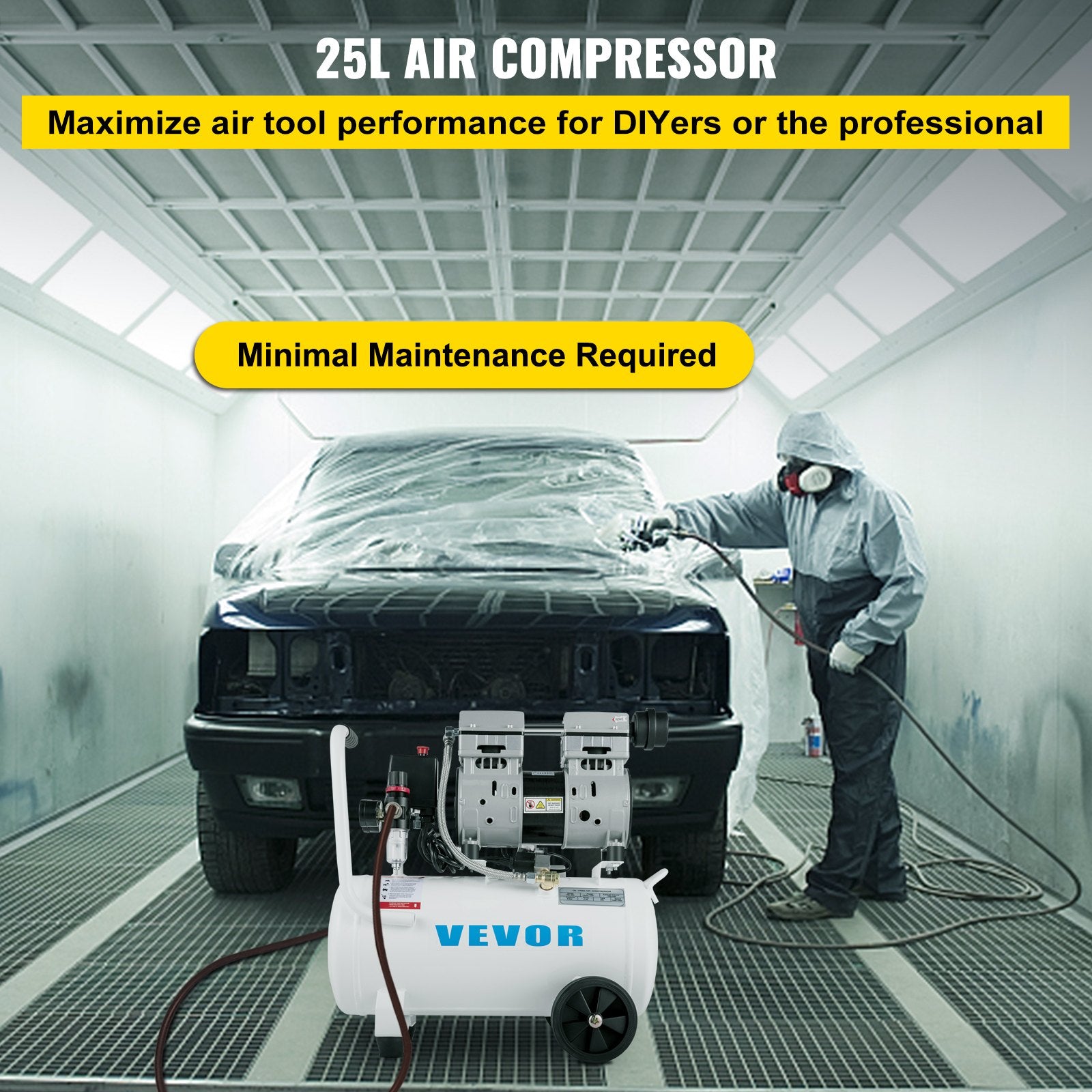 Air Compressor 6.6 Gallon, Portable Air Compressor 1 HP, Oil Free Air Compressor Steel Tank 750W, Pancake Air V952-WSKYJ750-25L00001V3