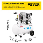 Air Compressor 6.6 Gallon, Portable Air Compressor 1 HP, Oil Free Air Compressor Steel Tank 750W, Pancake Air V952-WSKYJ750-25L00001V3
